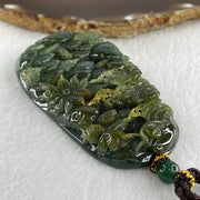 Grand Master Type Green with Brownish Yellow Jadeite Shan Shui with Gui Ren Pendant 112.63g 80.3 by 46.8 by 13.0mm - Huangs Jadeite and Jewelry Pte Ltd