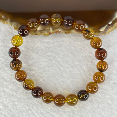 Natural Amber 琥珀 Beads Bracelet 6.64g 8.4 mm 22 Beads - Huangs Jadeite and Jewelry Pte Ltd
