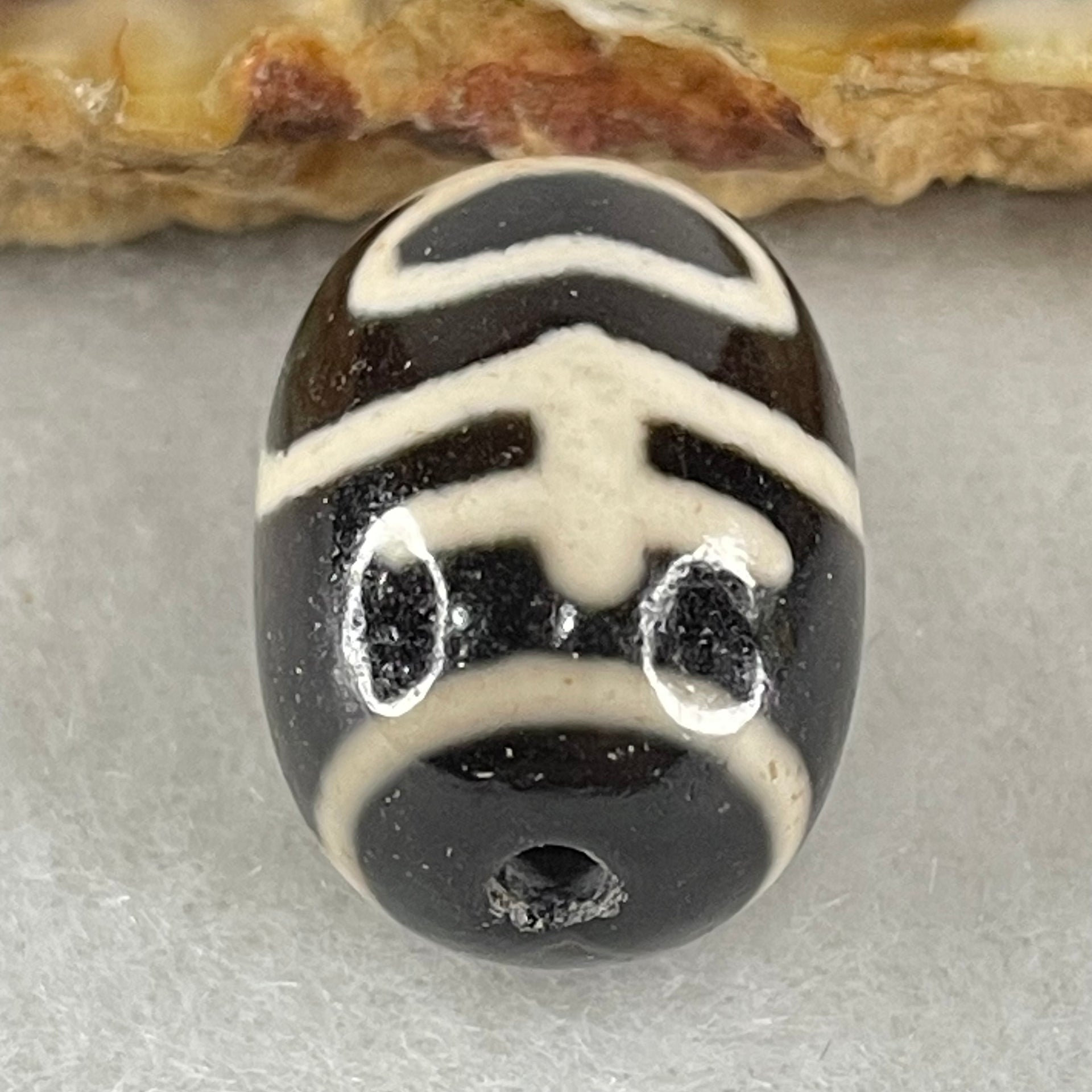 Natural Powerful Tibetan Old Oily Agate Double Nectar Vessel Dzi Bead Heavenly Master (Tian Zhu) 花蜜容器眼天珠 4.59g 17.2 by 13.2mm - Huangs Jadeite and Jewelry Pte Ltd