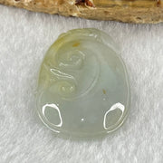 Type A Faint Lavender Green with Yellow Spots Jadeite Ruyi Pendant 6.92g 35.3 by 22.0 by 5.3mm - Huangs Jadeite and Jewelry Pte Ltd