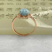 Natural Larimar in S925 Silver Rose Gold Color Ring (Adjustable Size) 1.97g 9.1 by 4.5mm - Huangs Jadeite and Jewelry Pte Ltd