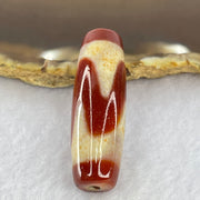 Natural Powerful Tibetan Old Oily Red Yellowish White Agate Tiger Tooth Daluo Dzi Bead Heavenly Master (Tian Zhu) 虎牙天珠 10.13g 38.8 by 12.8mm - Huangs Jadeite and Jewelry Pte Ltd