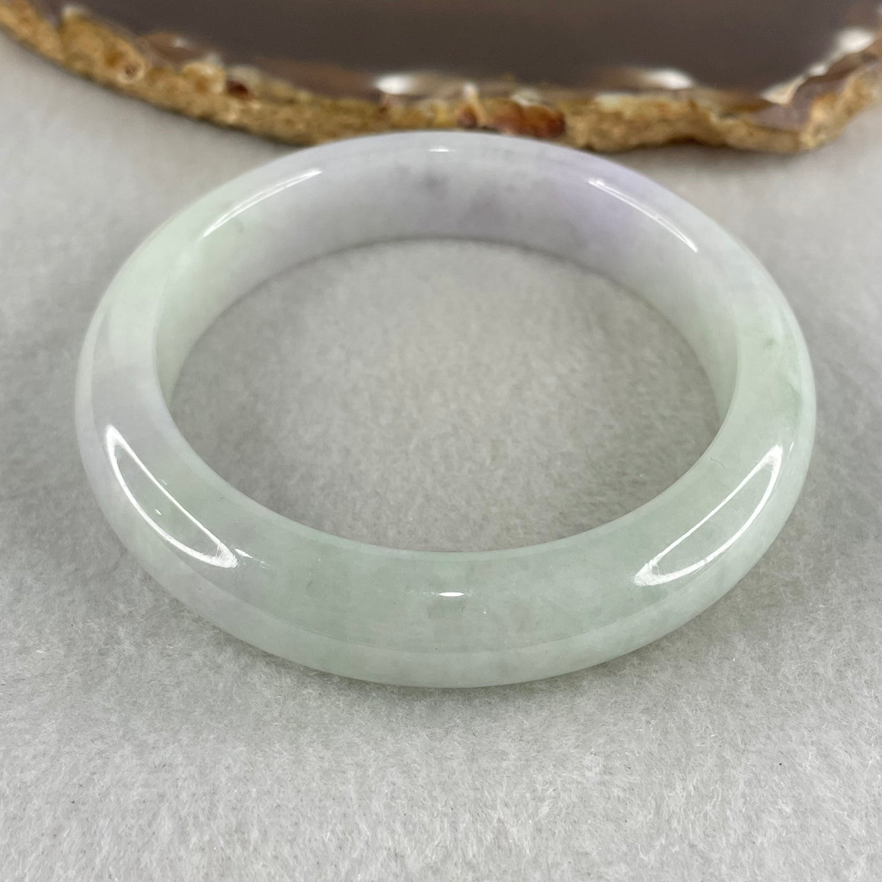Type A Green Lavender Jadeite Bangle 54.20g Inner Diameter 54.5mm 12.5 by 8.5mm (Close to Perfect) - Huangs Jadeite and Jewelry Pte Ltd