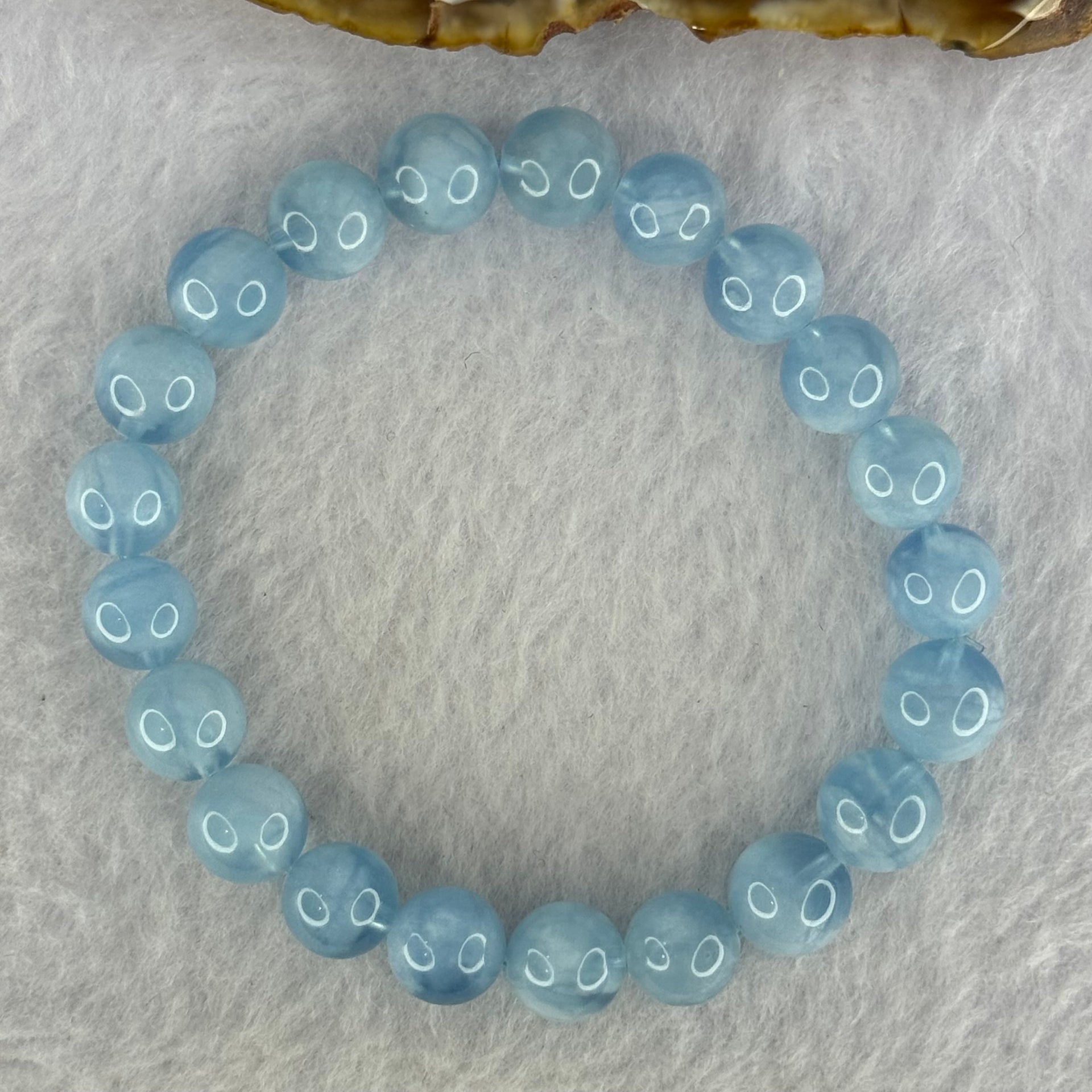 Natural Aquamarine Beads Bracelet 23.56g 16.5cm 9.4mm 21 Beads - Huangs Jadeite and Jewelry Pte Ltd