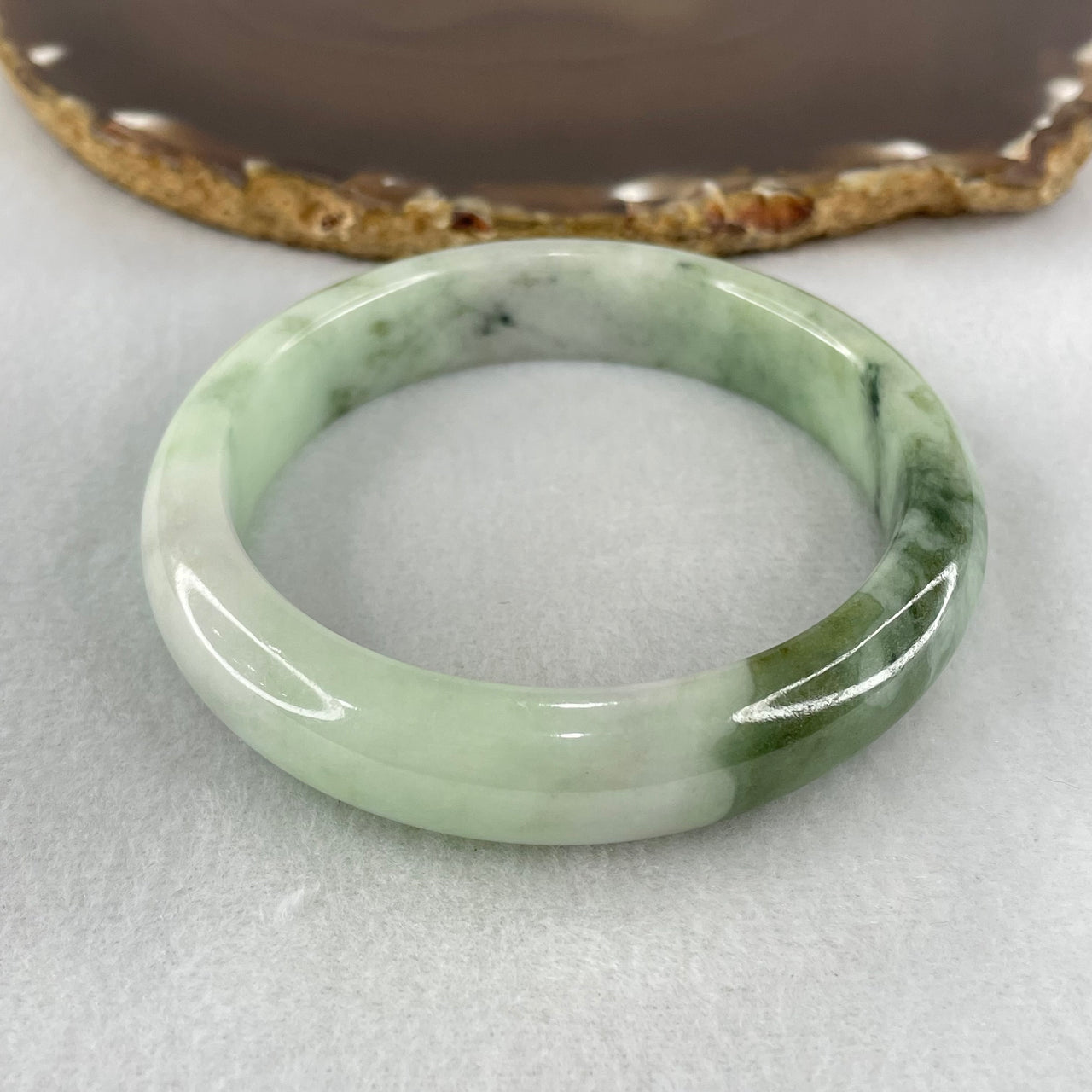 Type A Light Blueish Green with Dark Blueish Green Flora piao Hua Bangle Inner Diameter 58.6mm 61.02g 13.0 by 58.6mm (Close to Perfect) - Huangs Jadeite and Jewelry Pte Ltd