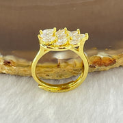 Yellow Cubic Zirconia in PT950 Plated in Sliver Ring (Adjustable Size) 3.54g 5.9 by 4.0 by 2.8mm 5pcs - Huangs Jadeite and Jewelry Pte Ltd