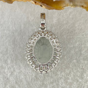 Type A Icy Green With Wuji Grey Spots Cabochon Jadeite in S925 Sliver Crystal Charm 2.85g 13.9 by 10.9 by 5.0mm - Huangs Jadeite and Jewelry Pte Ltd