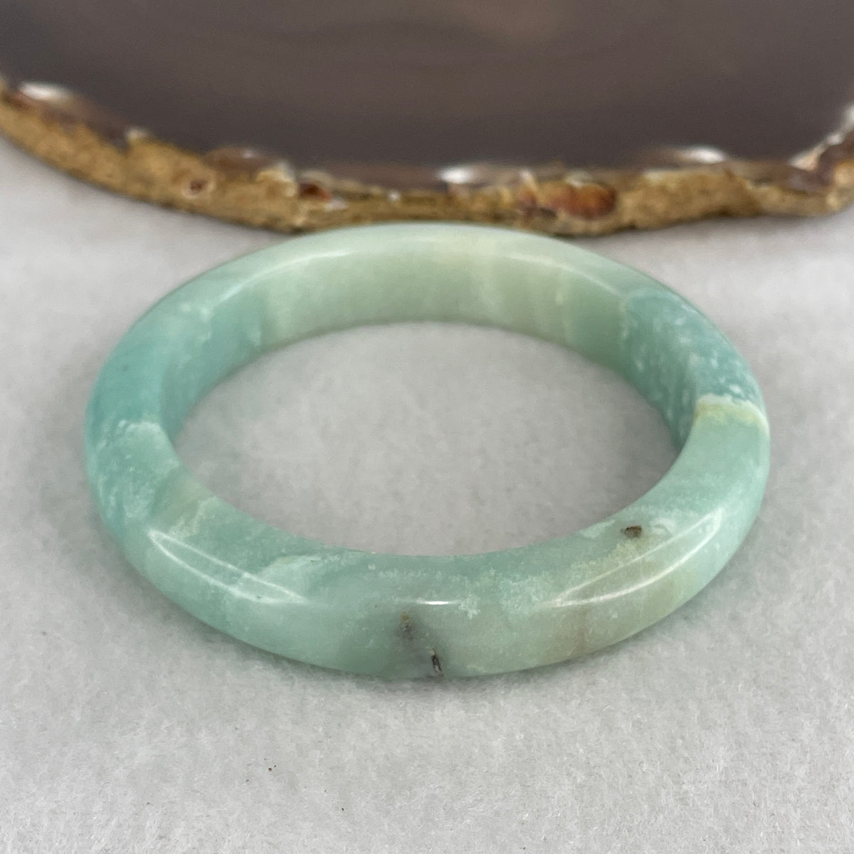Natural Blueish Green Calcite Bangle | (43.42g | 55.1mm Inner Diameter | 11.5x8.7mm | Very Very Slight Internal Line | Synergy, Soothing Calm, Stress Relief & Flow State)