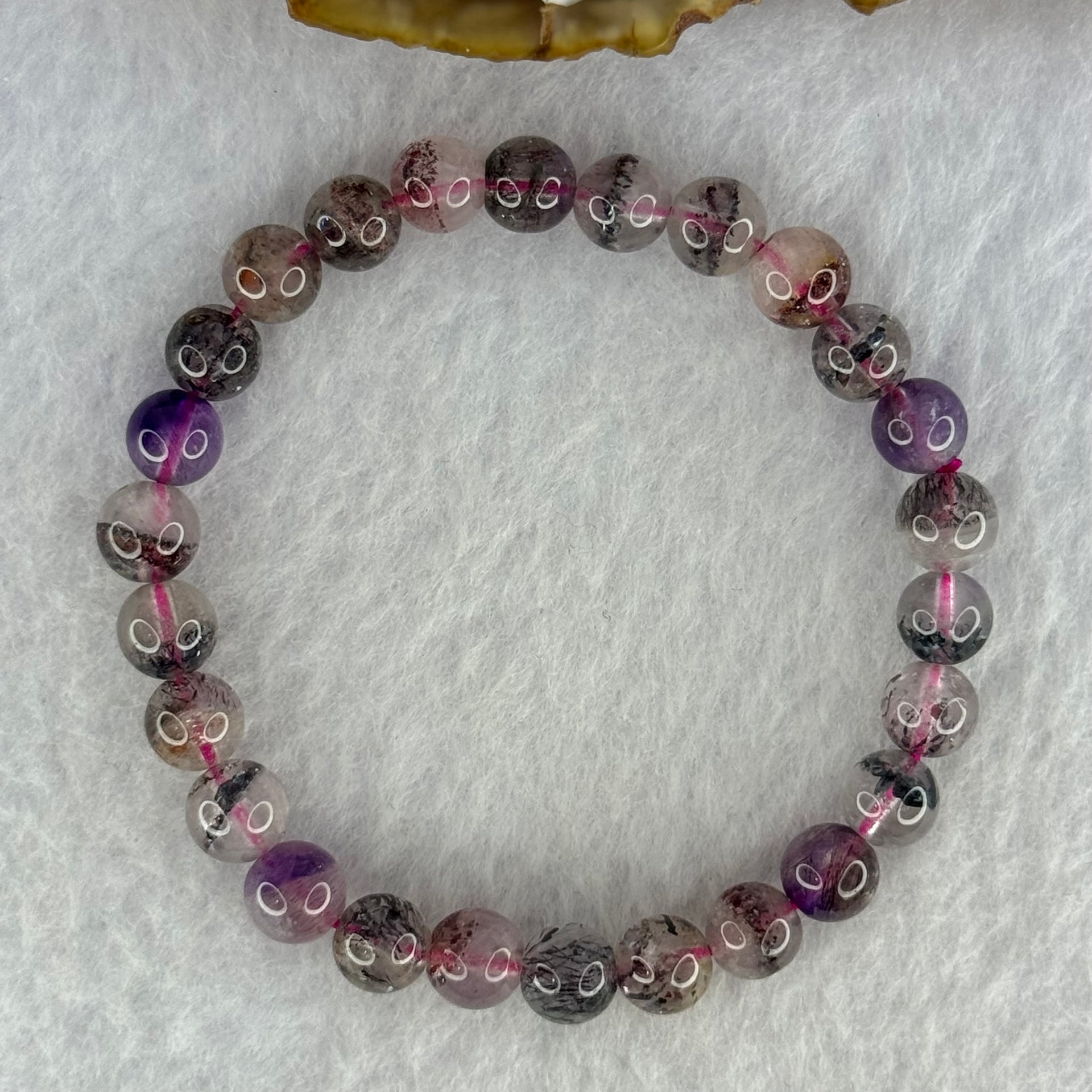 Natural Super 7 Beads Bracelet 10.42g 14cm 6.9mm 26 Beads - Huangs Jadeite and Jewelry Pte Ltd