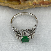 Natural Emerald Approx. 4.6 by 4.3 by 2.5mm with Natural Diamonds in Platinum PT900 Ring Total Weight 3.58g US5.25 HK11 - Huangs Jadeite and Jewelry Pte Ltd