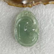 Natural Type A Semi Icy Green Jadeite Monkey on Ruyi Pendant 6.96g 37.6 by 25.5 by 4.4mm - Huangs Jadeite and Jewelry Pte Ltd