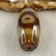 Natural Powerful Tibetan Old Oily Agate 3 Eyes Dzi Bead Heavenly Master (Tian Zhu) 三眼天诛 9.46g 30.0 by 14.3mm - Huangs Jadeite and Jewelry Pte Ltd