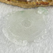 Type A Semi Icy White Jadeite Floral Ping An Kou Donut Pendant 19.53g 45.6 by 44.1 by 6.6mm - Huangs Jadeite and Jewelry Pte Ltd