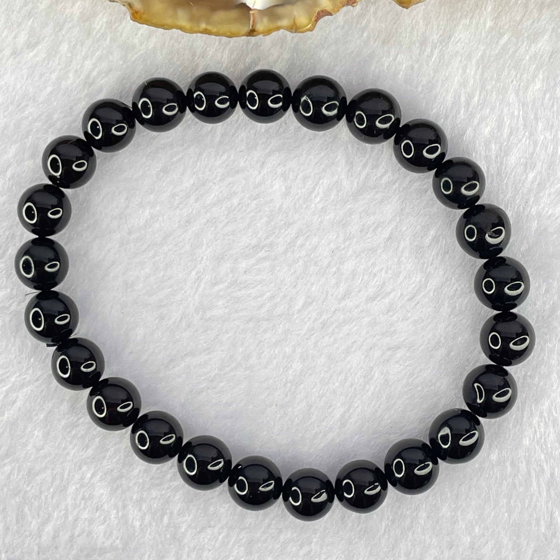 Natural Blood Red Amber Beads Bracelet 6.10g 16cm 7.5mm 25 Beads - Huangs Jadeite and Jewelry Pte Ltd