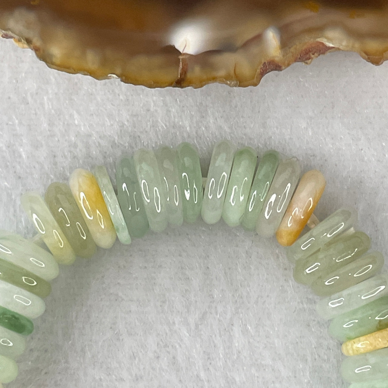 Certified Natural Type A Tri-Color Green, Lavender & Brown Jadeite Donut Beads Bracelet | 69 Sacred Ping'an Kou Multi-Wrap Strand | Authentic Myanmar Feicui "Fuk Lu Shou" Eternal Protection Talisman (31.82g | 9.4mm | 14.5cm Wrist Fit)