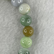 Natural Type A Multi Tone Green with Yellow and Lavender Jadeite Round Shape Beads Bracelet 31.76g 16cm 9.9mm 21 Beads - Huangs Jadeite and Jewelry Pte Ltd