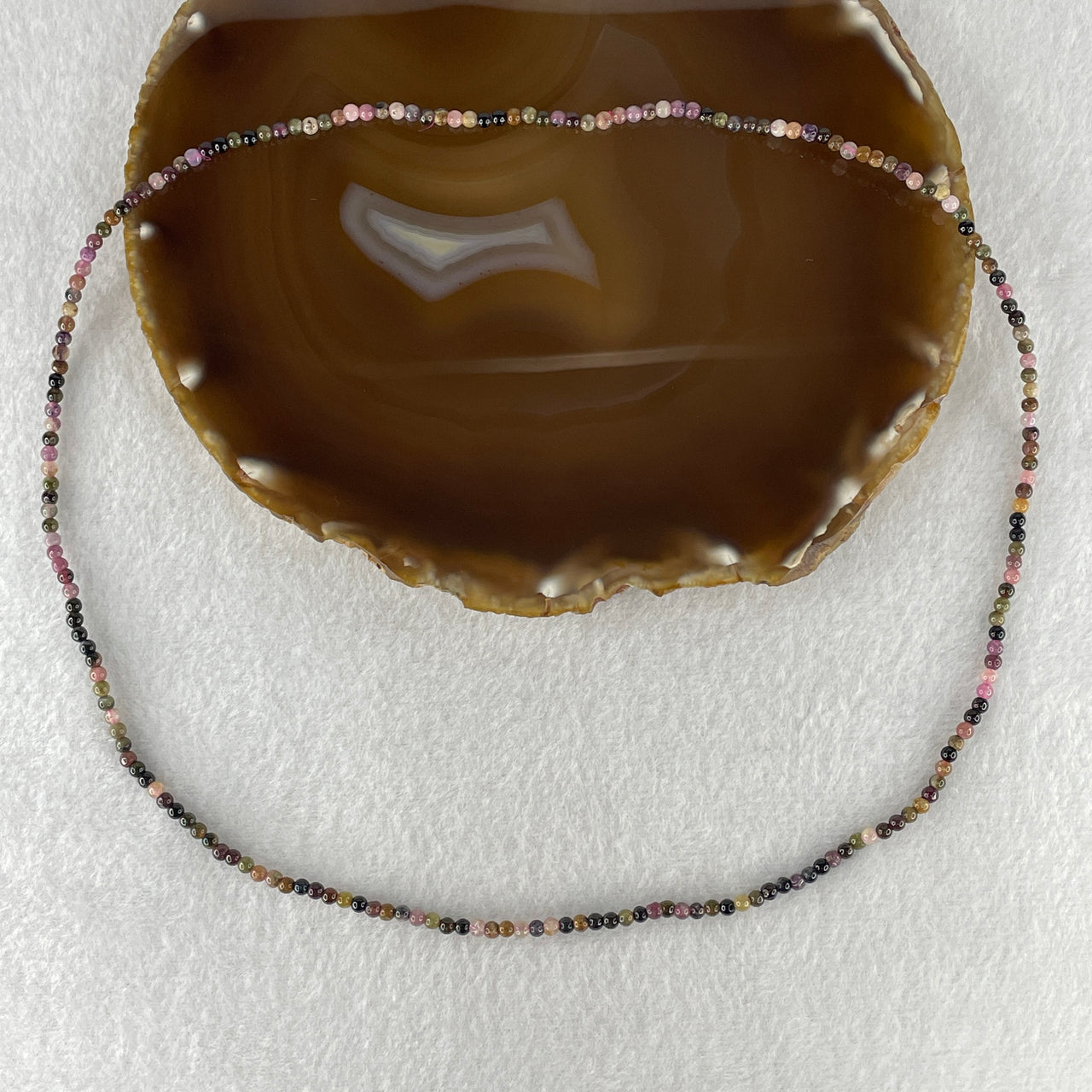 Above Average Grade Natural Dark Rainbow Tourmaline Crystal Beads Necklace 7.87g 54cm 3.2mm 201 Beads