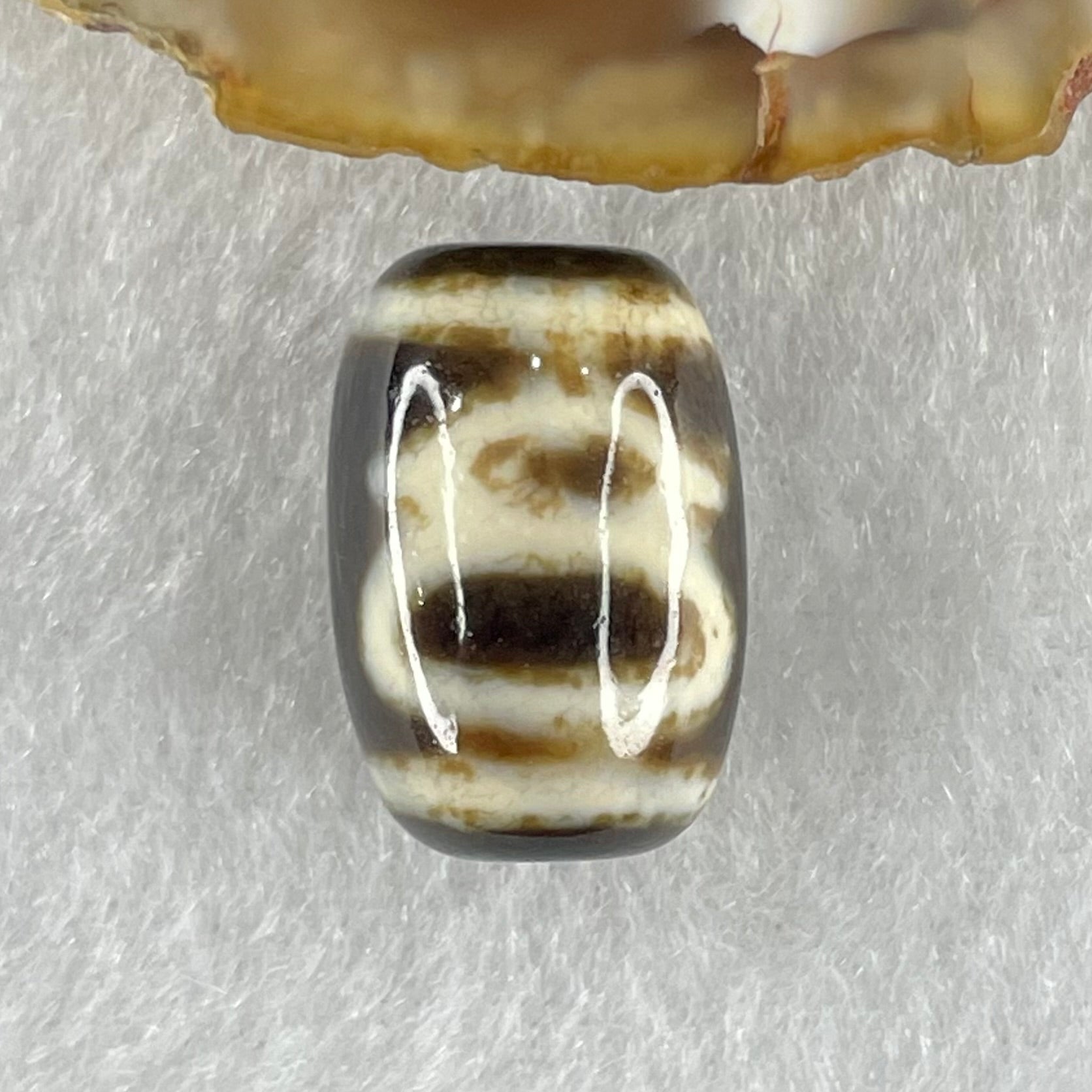Natural Powerful Tibetan Old Oily Agate Double Cai Shen Dzi Bead Heavenly Master (Tian Zhu) 双财神长天珠 4.34g 18.1 by 12.1mm - Huangs Jadeite and Jewelry Pte Ltd