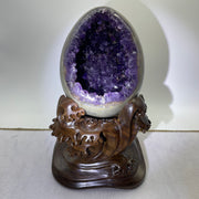 Natural Deep Purple Amethyst Egg with Wooden Stand Display Total 4,752.0g 160.0 by 155.0 by 265.0mm - Huangs Jadeite and Jewelry Pte Ltd
