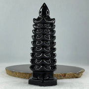 Black Obsidian Pagoda Display 289.4g 49.0 by 45.0 by 129.0mm - Huangs Jadeite and Jewelry Pte Ltd