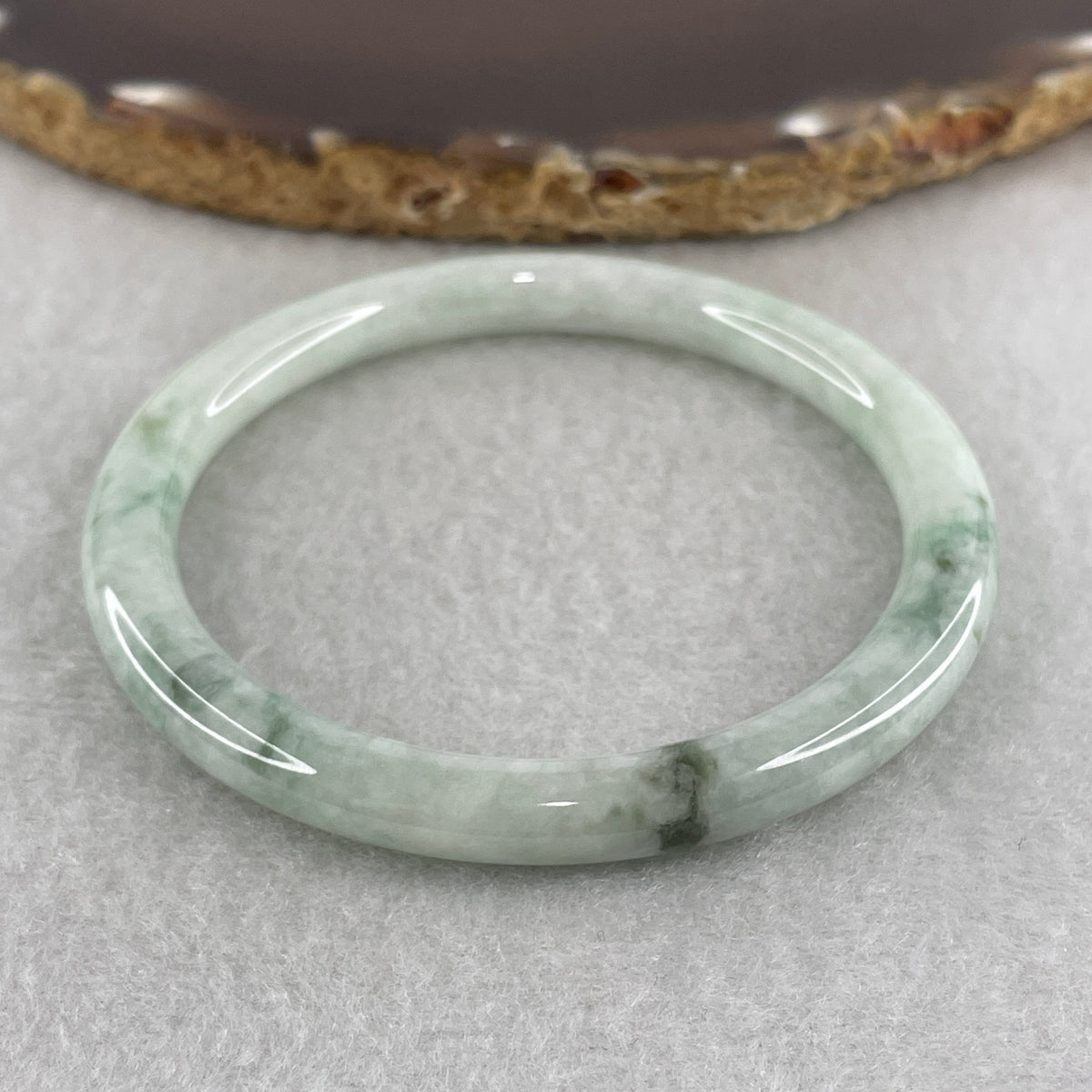 Natural Type A Light Green and Green Piao Hua Jadeite Full Round Ding Dang Bangle 22.98g Inner Diameter 54.0mm 6.5 by 7.0mm (Slight Internal Line) - Huangs Jadeite and Jewelry Pte Ltd