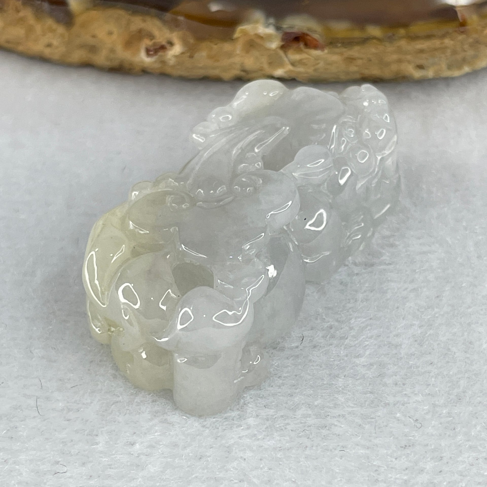 Special Natural Type A Lavender with Yellowish Spot Jadeite Male Pixiu Pendant 22.49g 40.3 by 20.8 by 12.3mm - Huangs Jadeite and Jewelry Pte Ltd