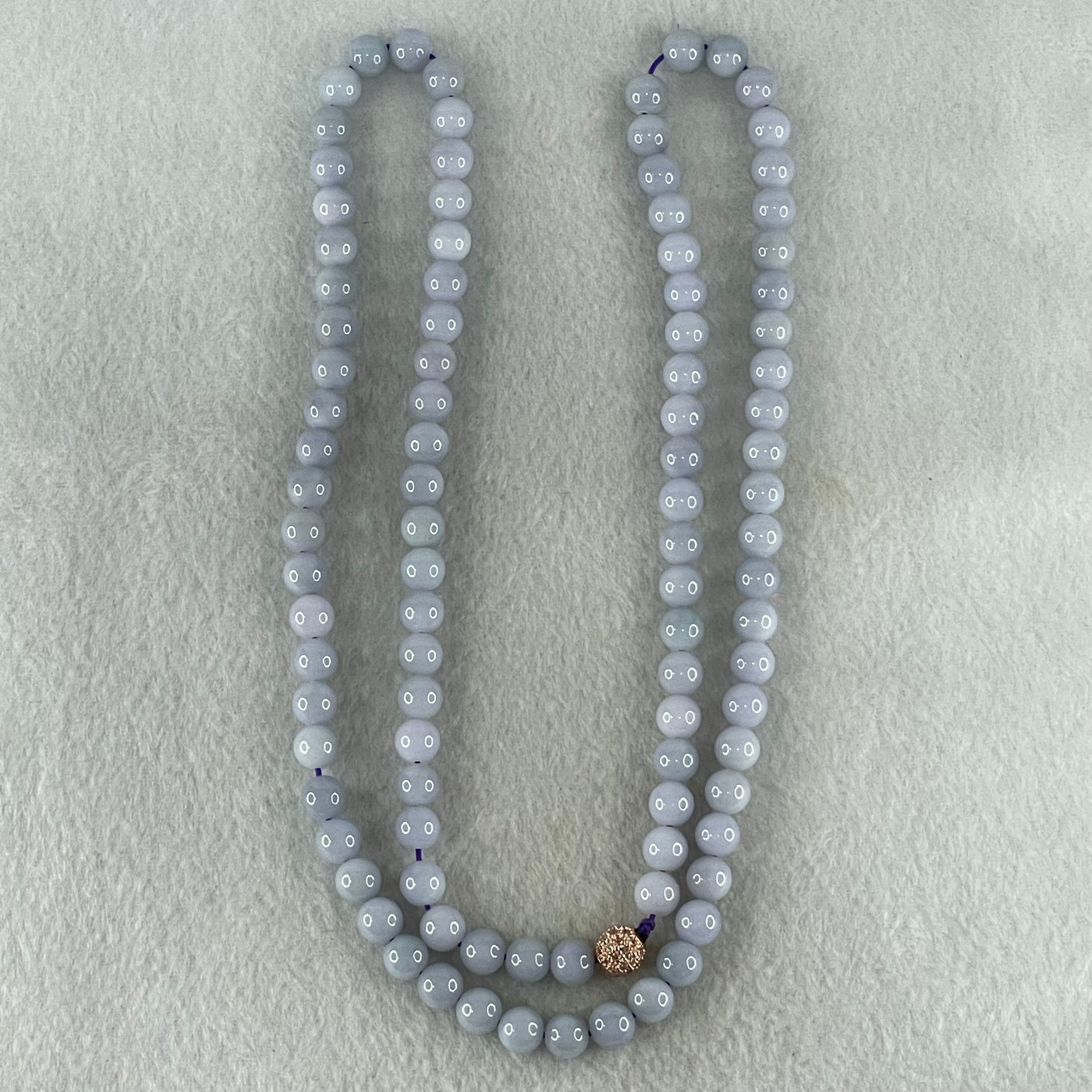Type A Full Lavender Jadeite Beads Necklace 58.23g 68cm 7.0mm 99 Beads - Huangs Jadeite and Jewelry Pte Ltd
