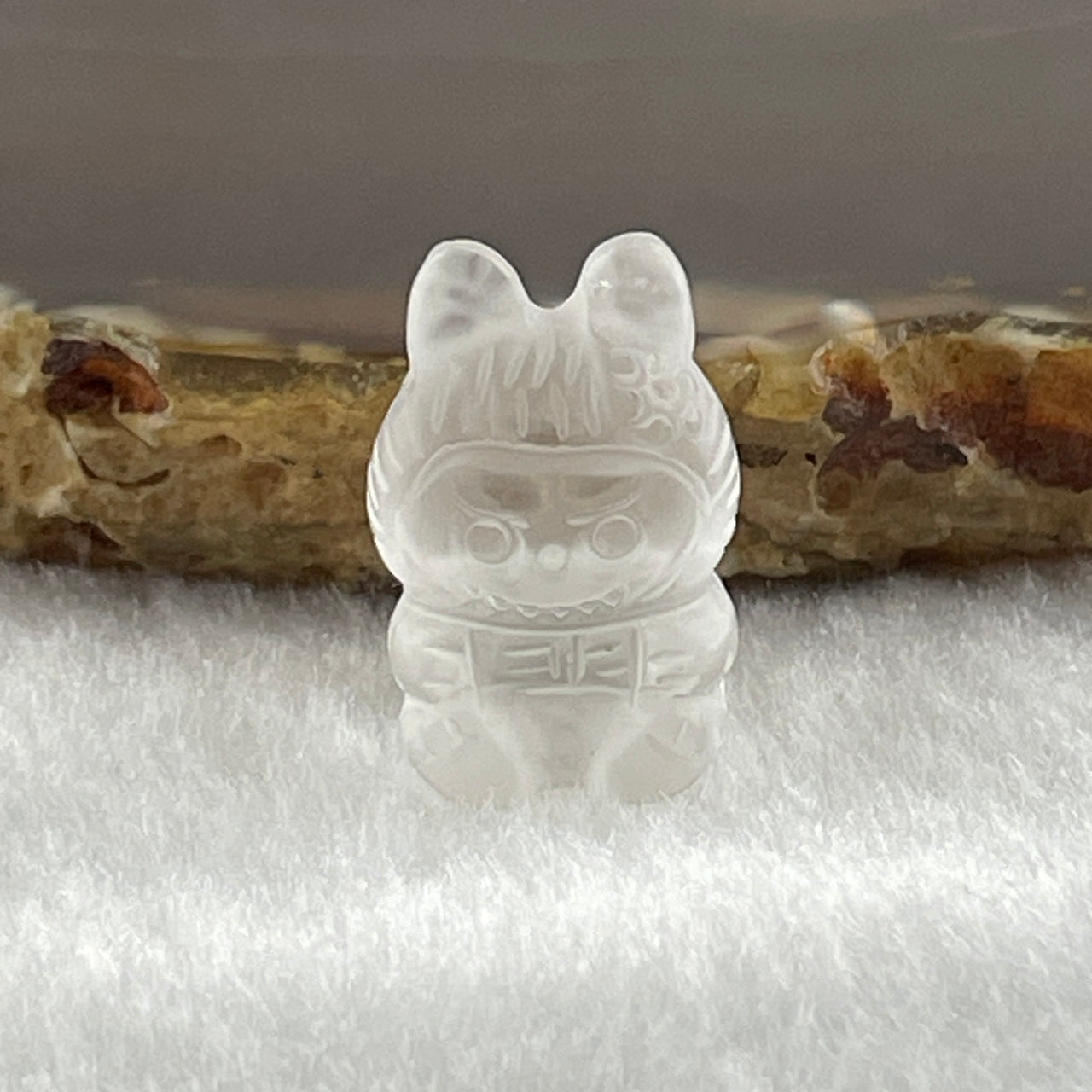 Natural Matt Clear Quartz Labubu Charm Display 3.33g 19.7 by 12.1 by 10.3mm - Huangs Jadeite and Jewelry Pte Ltd