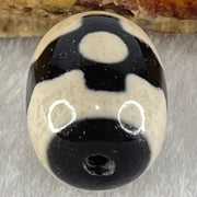 Natural Powerful Tibetan Old Oily Dark Brown With White Agate 3 Eyes Dzi Bead Heavenly Master (Tian Zhu) 三眼天诛 4.84g 17.7 by 13.3mm - Huangs Jadeite and Jewelry Pte Ltd