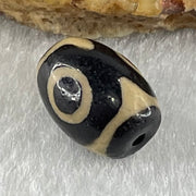 Natural Powerful Tibetan Old Oily Agate 3 Eyes Dzi Bead Heavenly Master (Tian Zhu) 三眼天诛 2.06g 13.5 by 10.0mm - Huangs Jadeite and Jewelry Pte Ltd