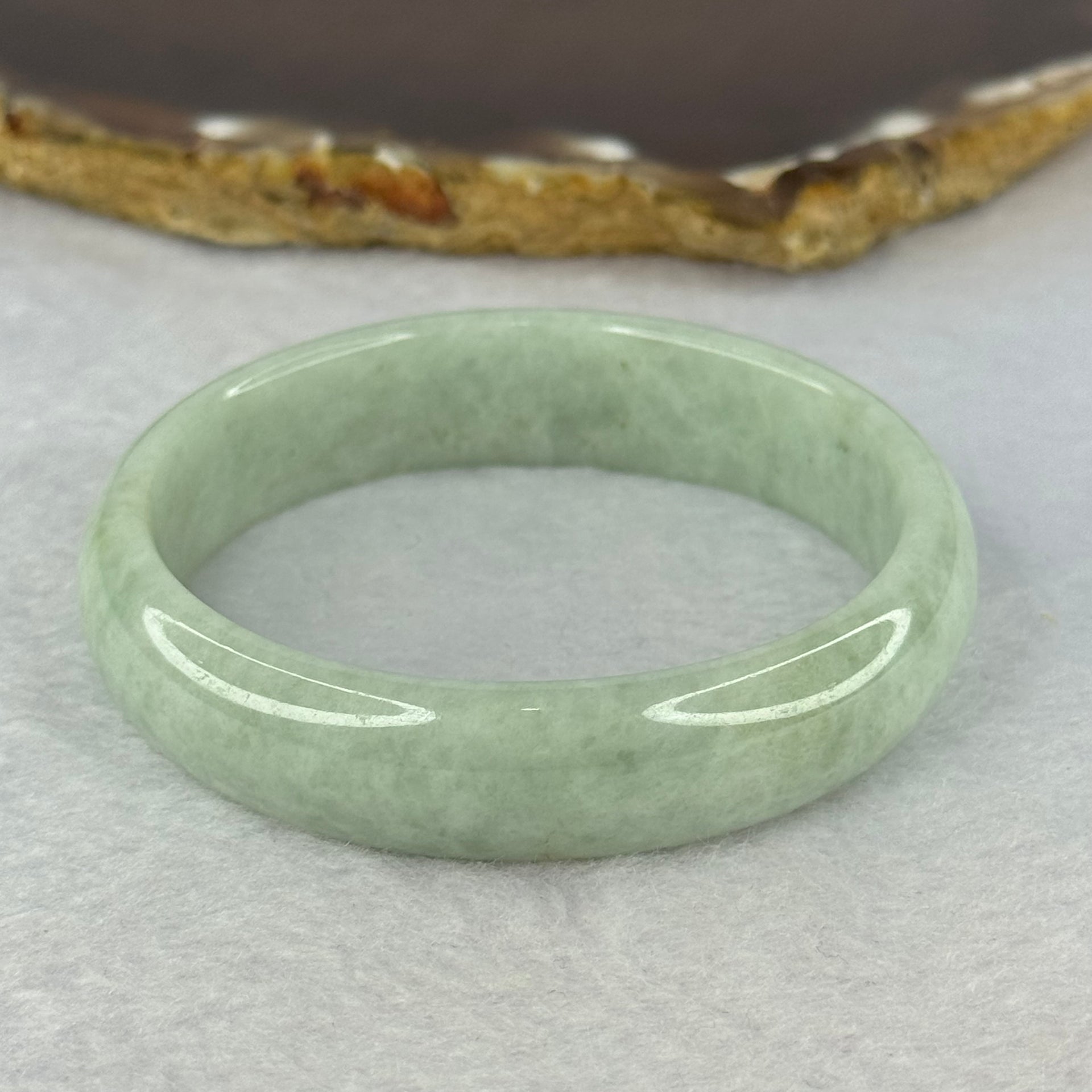 Type A Light Green Jadeite Oval Bangle 32.96g Internal Diameter 51.4mm 13.1 by 6.9mm (Very Slight External Rough) - Huangs Jadeite and Jewelry Pte Ltd