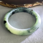 Type A Light Blueish Green with Dark Blueish Green Piao Hua Jadeite Bangle 54.41g Inner Diameter 56.9mm 11.1 by 8.9mm (Very Slight Internal Lines) - Huangs Jadeite and Jewelry Pte Ltd