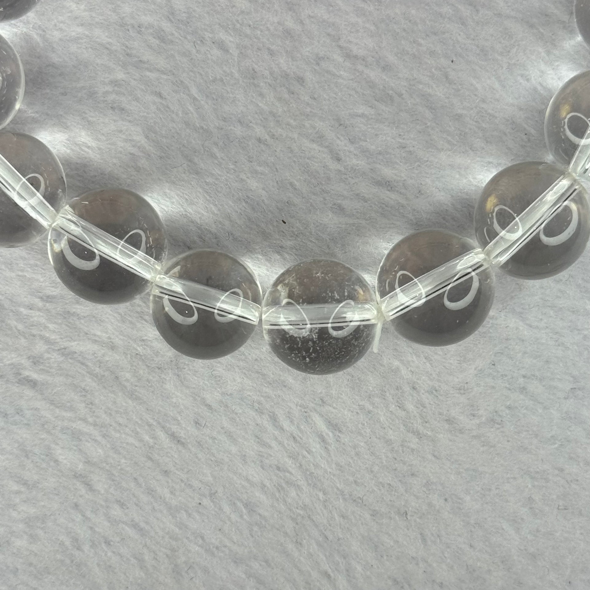 Natural Clear Quartz Beads Bracelet 天然白水晶手链 45.74g 17.5cm 12.9mm 16 Beads - Huangs Jadeite and Jewelry Pte Ltd