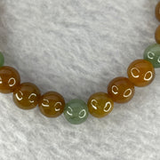 Type A Brown with Green Piao Hua Bracelet 15.50g 7.4 mm 25 Beads - Huangs Jadeite and Jewelry Pte Ltd