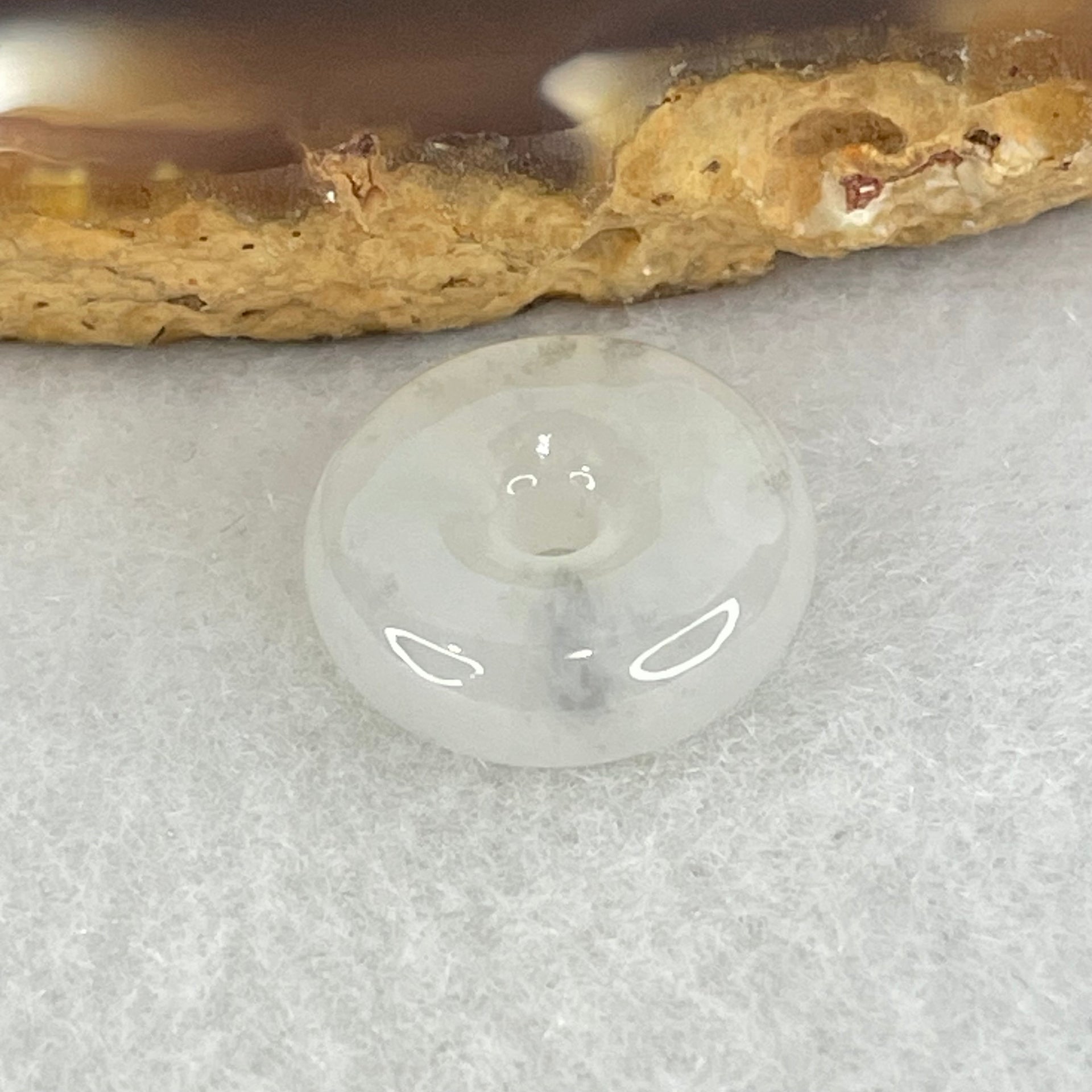 Type A Icy White Jadeite Ping An Kou Donut Charm Pendant 2.22g 14.4 by 5.0mm - Huangs Jadeite and Jewelry Pte Ltd