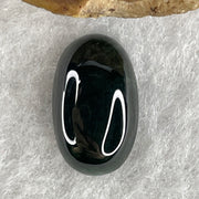Type A Translucent Black Omphacite Jadeite Round Cabouchon Stone For Setting 1.26g 14.5 by 8.8 by 4.9mm - Huangs Jadeite and Jewelry Pte Ltd