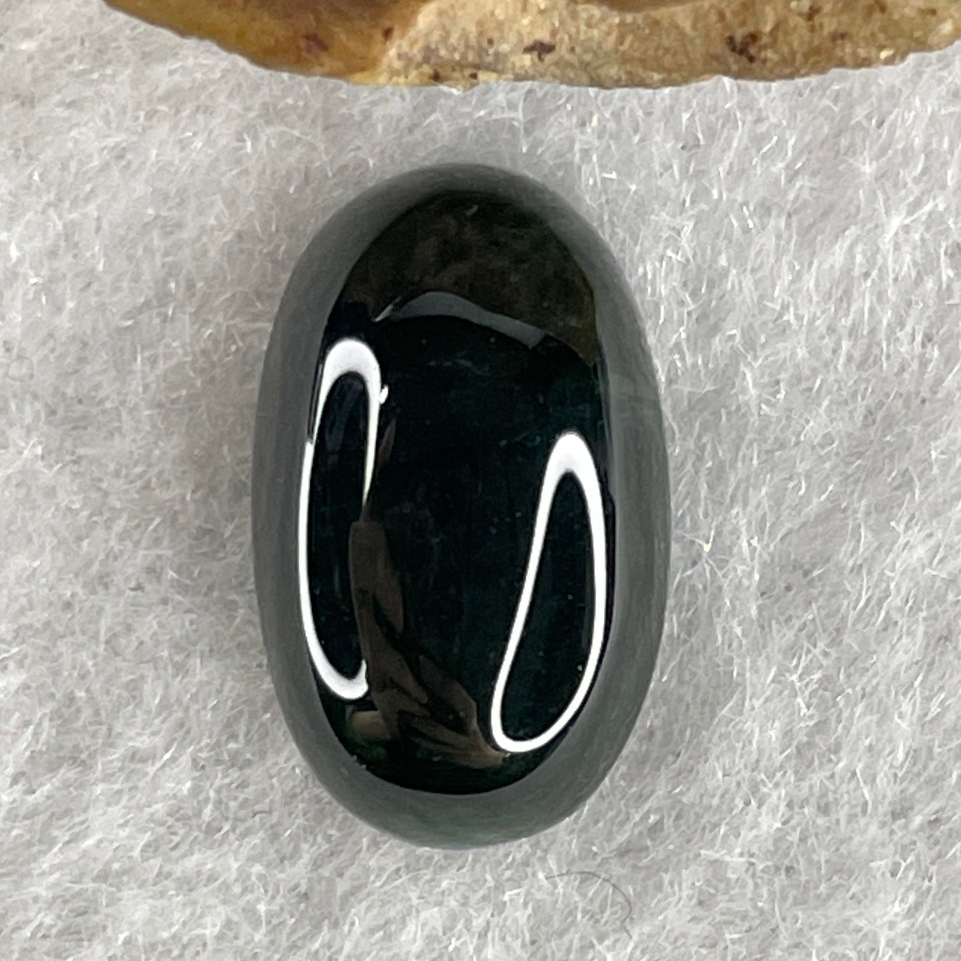 Type A Translucent Black Omphacite Jadeite Round Cabouchon Stone For Setting 1.26g 14.5 by 8.8 by 4.9mm - Huangs Jadeite and Jewelry Pte Ltd