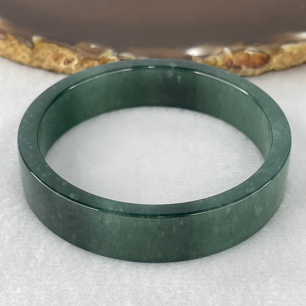 Certified Natural Type A Icy Blueish-Green Jadeite Flat Round Bangle | Classic Sleek Flat-Inner Silhouette | "Glacial Horizon" Serenity & Auric Protection Bangle (32.68g 12.6x4.8mm | 51.3mm | Close to Perfect)