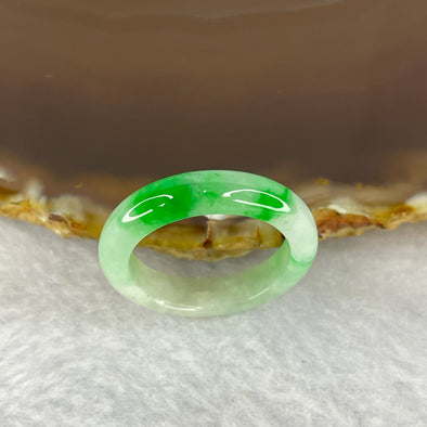 Type A Green with Spicy Green Piao Hua Jadeite Ring 3.09g by 3.5 mm by US 8.25 / HK 18 (Very Slight Internal Line) - Huangs Jadeite and Jewelry Pte Ltd