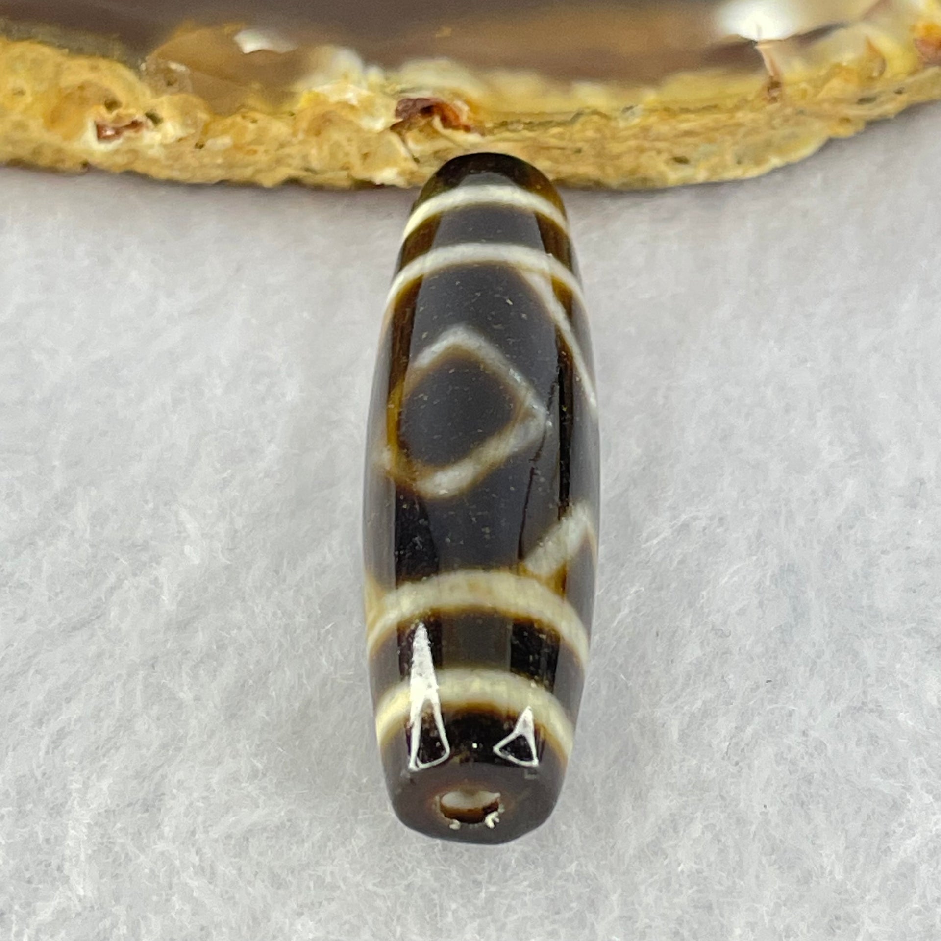Natural Powerful Tibetan Old Oily Agate 2-Eye Vajra Dzi Bead Heavenly Master (Tian Zhu) 二眼天珠 7.20g 38.0 by 11.2mm - Huangs Jadeite and Jewelry Pte Ltd