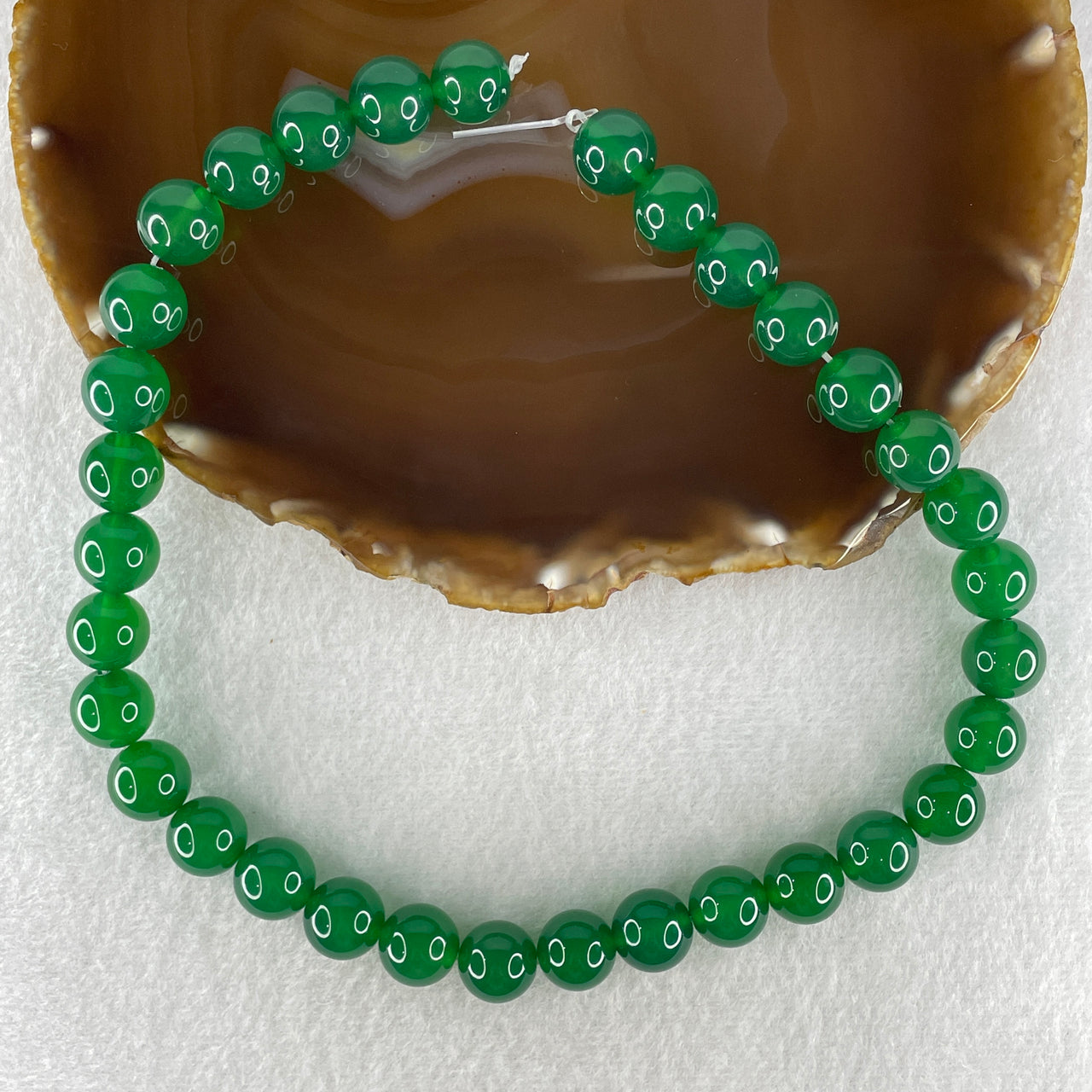 Certified Natural Green Agate Chalcedony Beads Loose Beads for Bracelet 78.94g 39cm 12.2mm 33 Beads