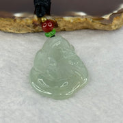 Type A Semi ICY Light Green Jadeite Benefactor with Lotus Flower Pendent 12.08g 46.4 by 27.6 by 4.8mm - Huangs Jadeite and Jewelry Pte Ltd