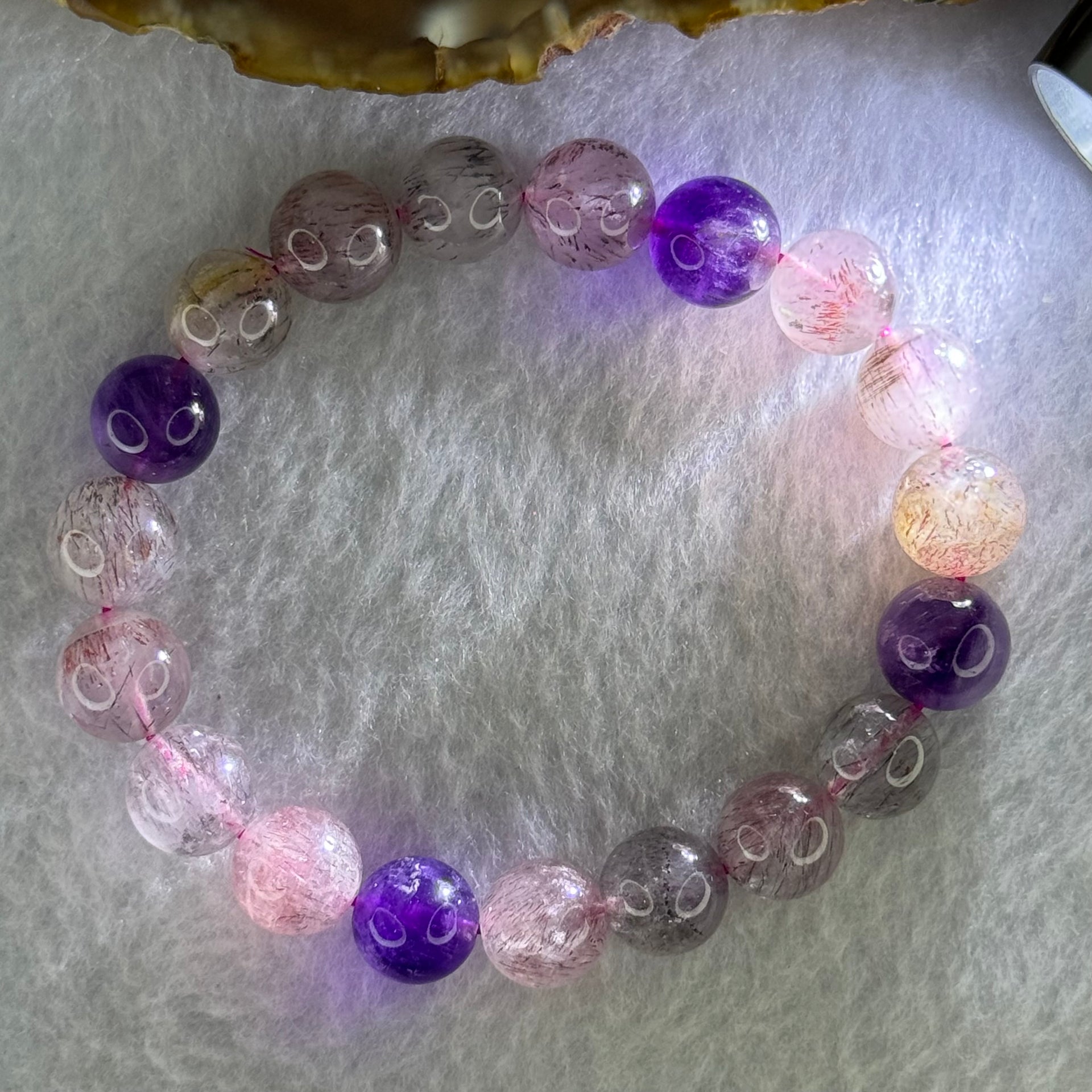 Natural Super 7 Beads Bracelet 32.24g 17.5cm 11.0mm 19 Beads - Huangs Jadeite and Jewelry Pte Ltd