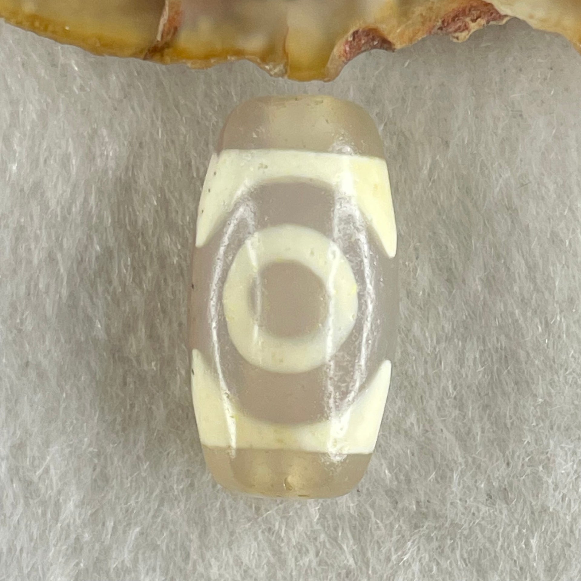Natural Powerful Tibetan Old Oily Agate 3 Eyes Dzi Bead Heavenly Master (Tian Zhu) 三眼天诛 3.23g 20.0 by 10.5mm - Huangs Jadeite and Jewelry Pte Ltd