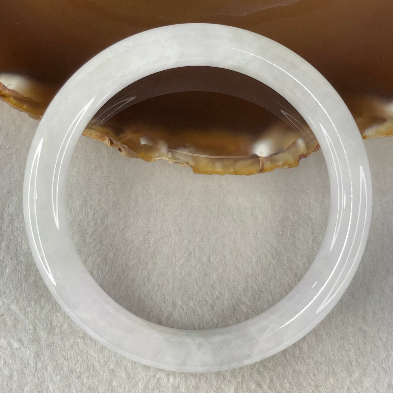 Type A Faint Lavender and Light Green Jadeite Bangle 46.97g Inner Diameter 58.0mm 9.1 by 9.7mm (Internal Lines) - Huangs Jadeite and Jewelry Pte Ltd