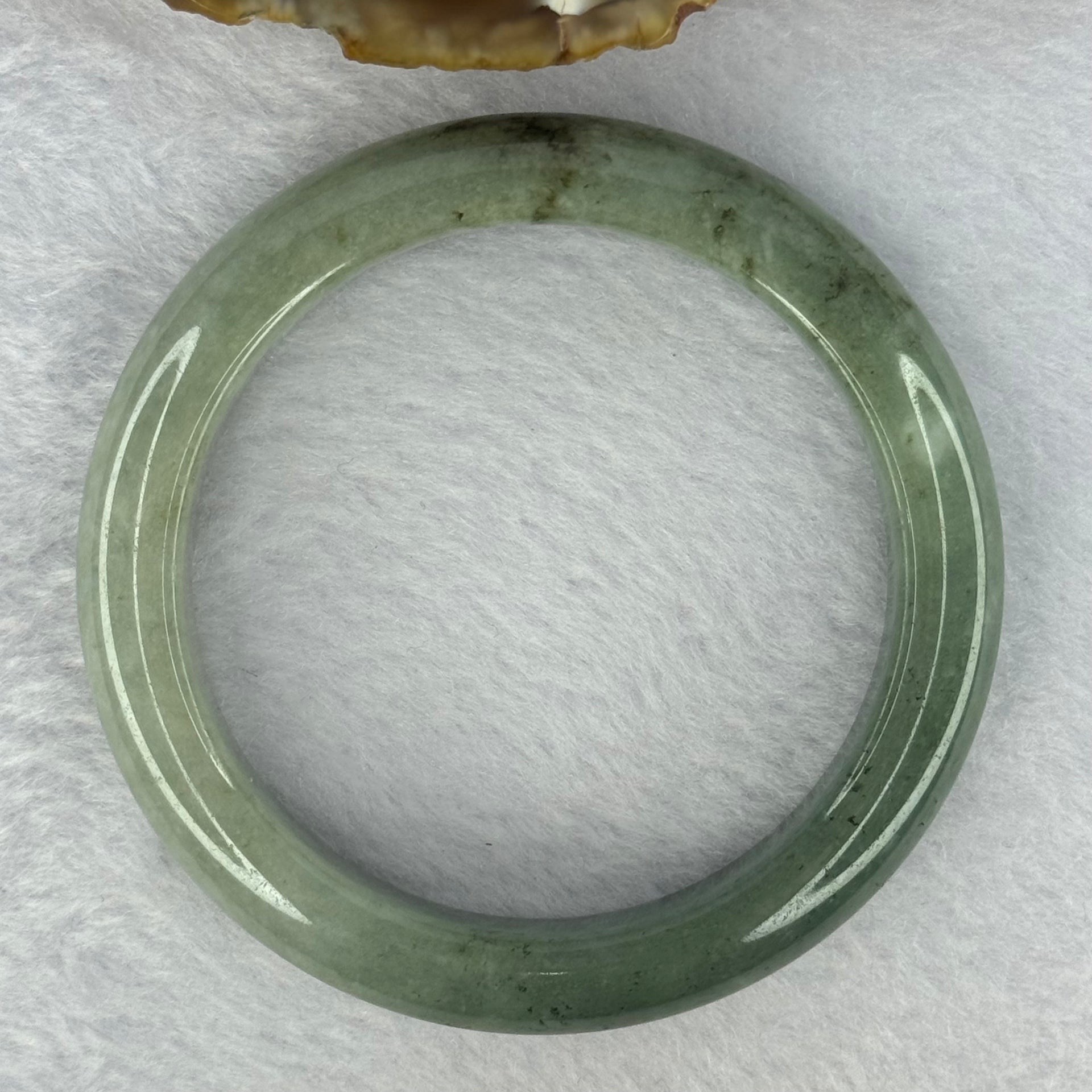 Type A Green with Light Green and Brown Jadeite Bangle 48.75g Internal Diameter 54.1mm 10.7 by 8.9mm (Very Slight Fine Line) - Huangs Jadeite and Jewelry Pte Ltd