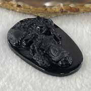 Type A Opaque Black Omphacite Jadeite Samantabhadra Bodhisattva Pendant Dragon and Snake Zodiac Guardian 18.30g 51.8 by 33.7 by 7.9mm - Huangs Jadeite and Jewelry Pte Ltd