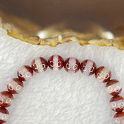 Natural Powerful Tibetan Old Oily Red White One Line Agate Dzi Bead Heavenly Master with Tibetan Bell Charm Bracelet (Tian Zhu) 天诛 19.36g 16.5cm 8.4mm 23 Beads - Huangs Jadeite and Jewelry Pte Ltd