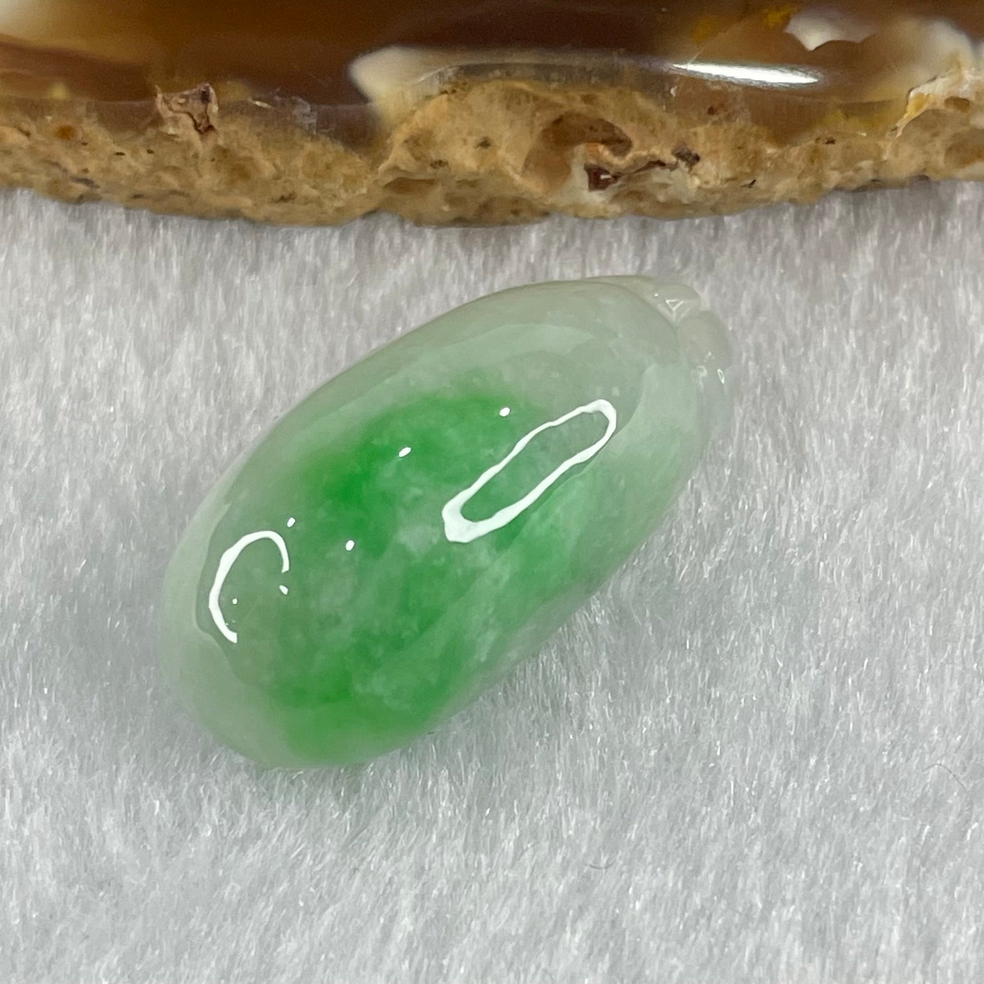 Type A Faint Lavender Green with Apple Green Vein Jadeite Melon Pendant 6.39g 26.6 by 12.1 by 9.9mm - Huangs Jadeite and Jewelry Pte Ltd