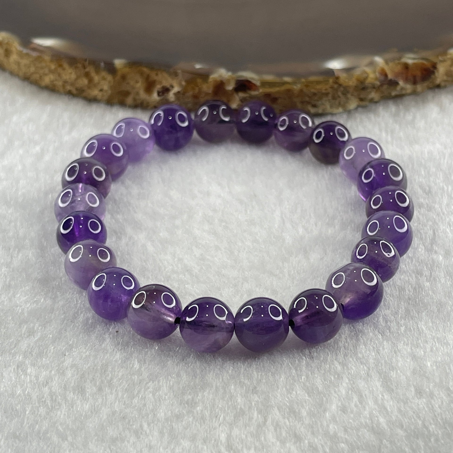 Natural Amethyst Quartz Beads Bracelet 17.90g 15cm 8.9mm 22 Beads - Huangs Jadeite and Jewelry Pte Ltd